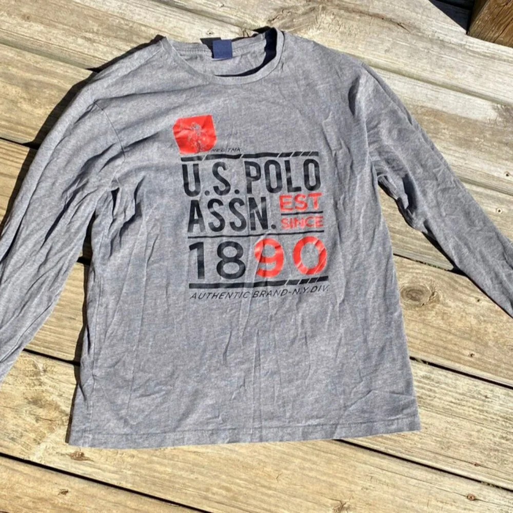 U.S Polo Assn. Est 1890 Men's Long Sleeve T-Shirt Gray Graphic Size Small - Picture 1 of 10